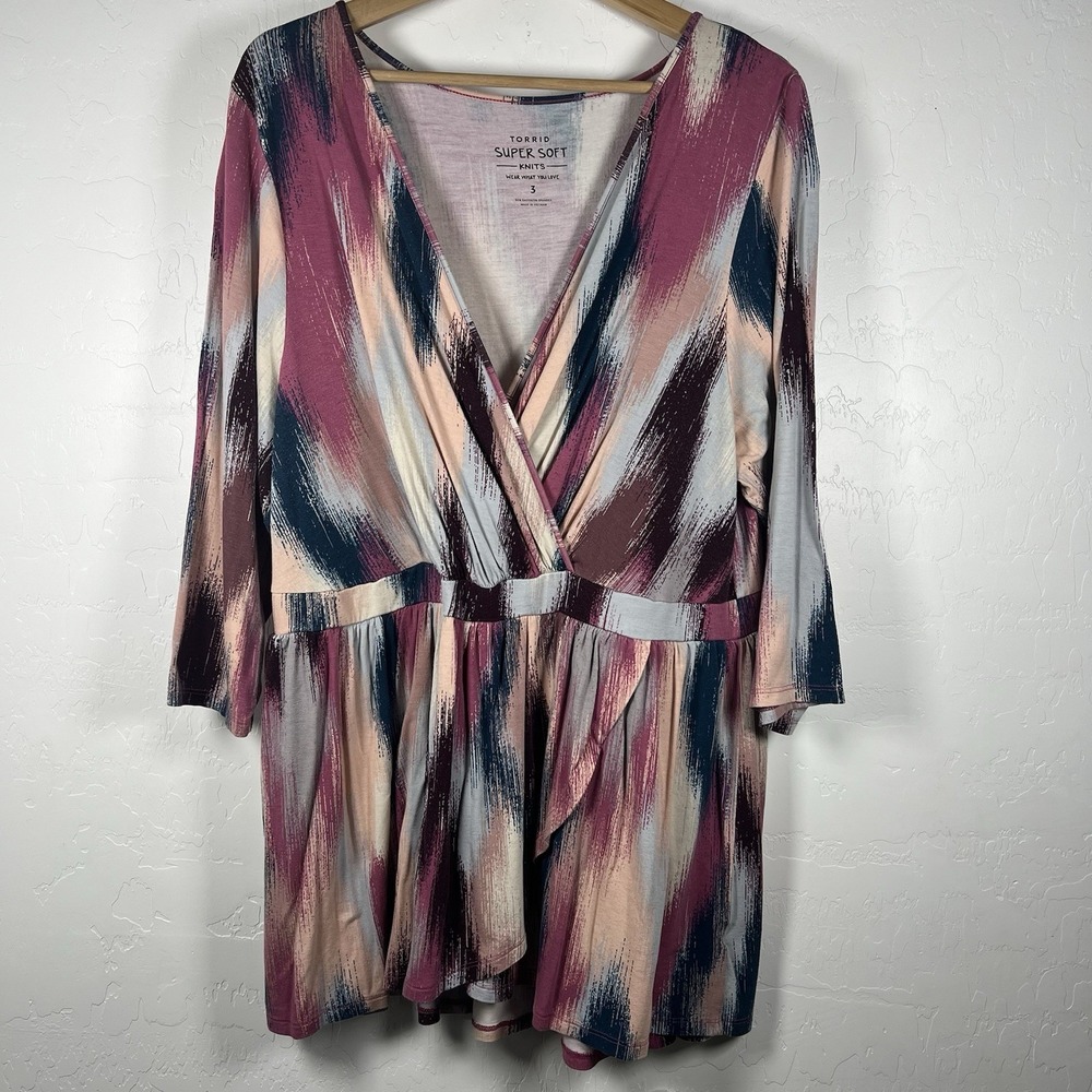 Torrid Super Soft Knits Womens 3X Top Size 3 Blouse Multicolor
